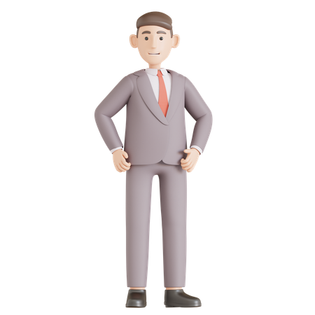 Businessman giving standing pose  3D Icon