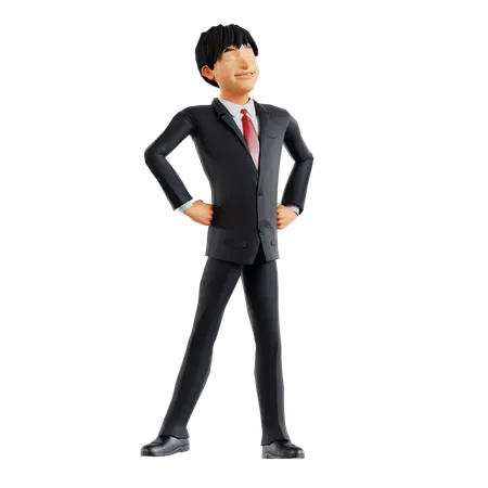 Businessman Giving Standing Pose  3D Illustration