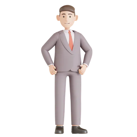 Businessman giving standing pose  3D Illustration