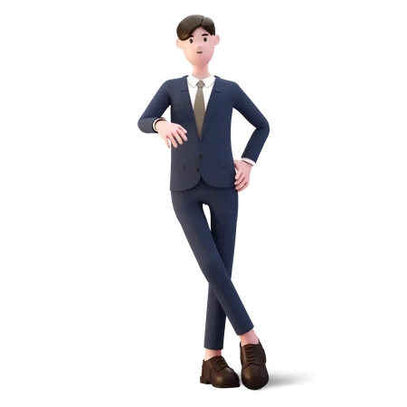 Businessman giving standing pose  3D Illustration