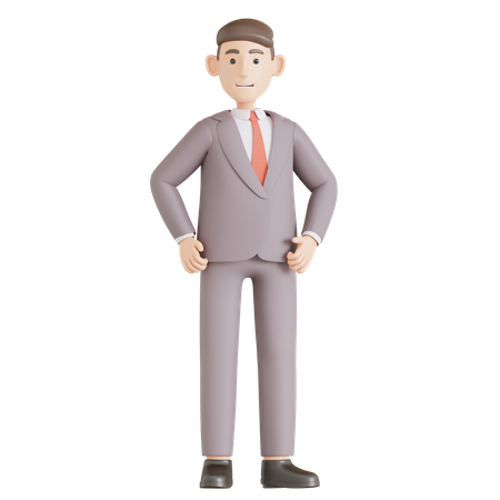 Businessman giving standing pose  3D Illustration
