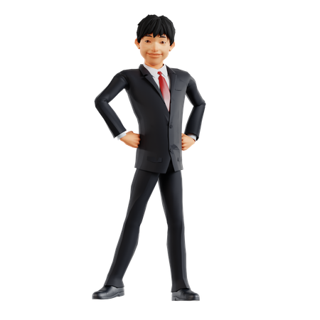 Businessman Giving Stylist Pose  3D Illustration