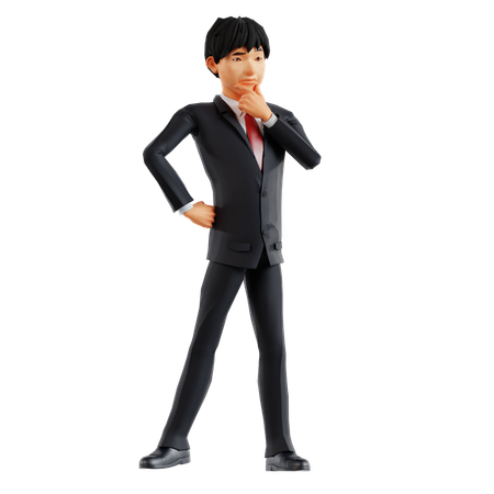 Businessman Giving Thinking Pose  3D Illustration