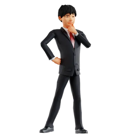 Businessman Giving Thinking Pose  3D Illustration