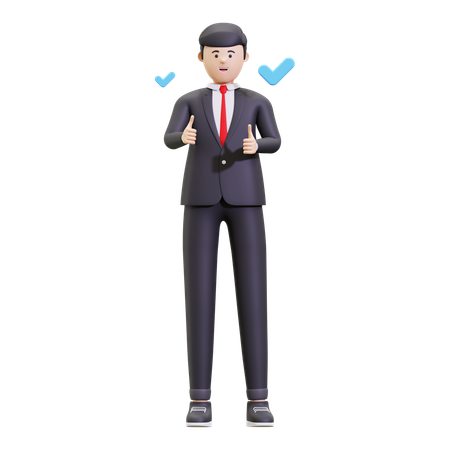 Businessman Giving Thumbs Up  3D Illustration