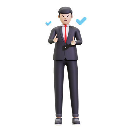 Businessman Giving Thumbs Up  3D Icon