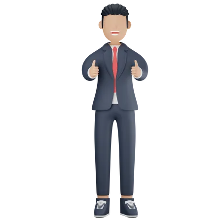 Businessman giving thumbs up 3D Illustration