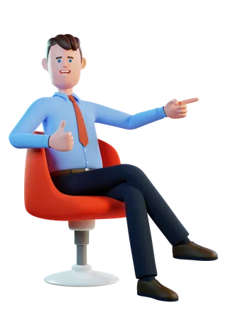 Businessman giving thumbs up while pointing finger  3D Illustration