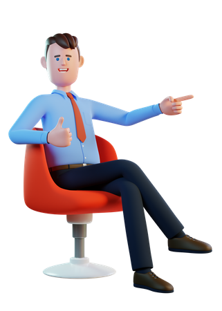 Businessman giving thumbs up while pointing finger 3D Illustration