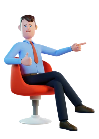 Businessman giving thumbs up while pointing finger 3D Illustration
