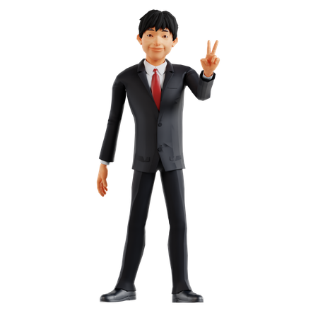 Businessman Giving Victory Pose  3D Illustration