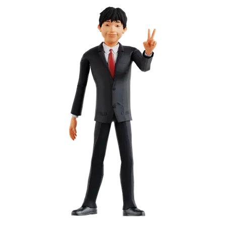 Businessman Giving Victory Pose  3D Illustration