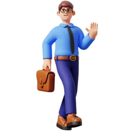 Businessman Go To Work And Say Hello 3 D Illustration 3D Illustration