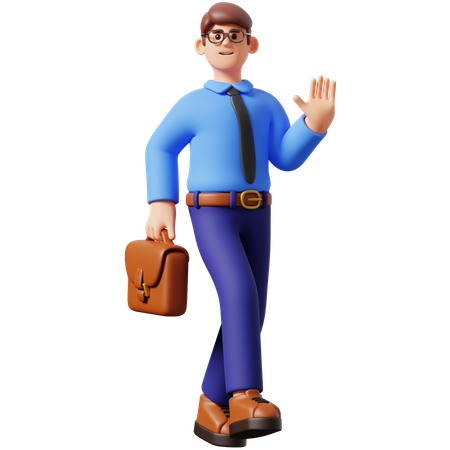 Businessman Go To Work and Say Hello  3D Illustration