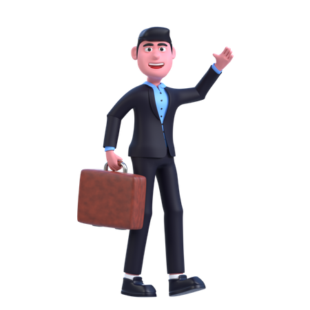 Businessman Going Work with Suitcase  3D Illustration