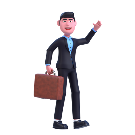 Businessman Going Work with Suitcase 3D Illustration