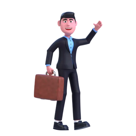 Businessman Going Work with Suitcase  3D Illustration
