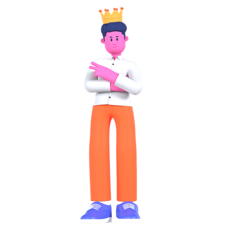 Businessman Got Best Employee Crown  3D Illustration