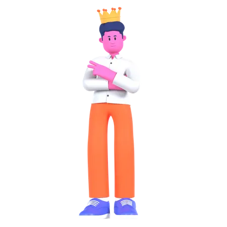 Best Employee Career Achievement Award Crown Businessman Business Startup Man Boy Company Work Working Marketing Employee Character Activity 3D Illustration