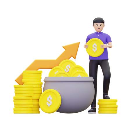 Businessman Growing Profit  3D Illustration