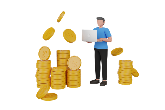 Businessman growing savings money  3D Illustration