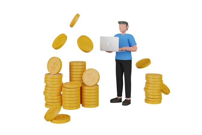 Businessman growing savings money  3D Illustration