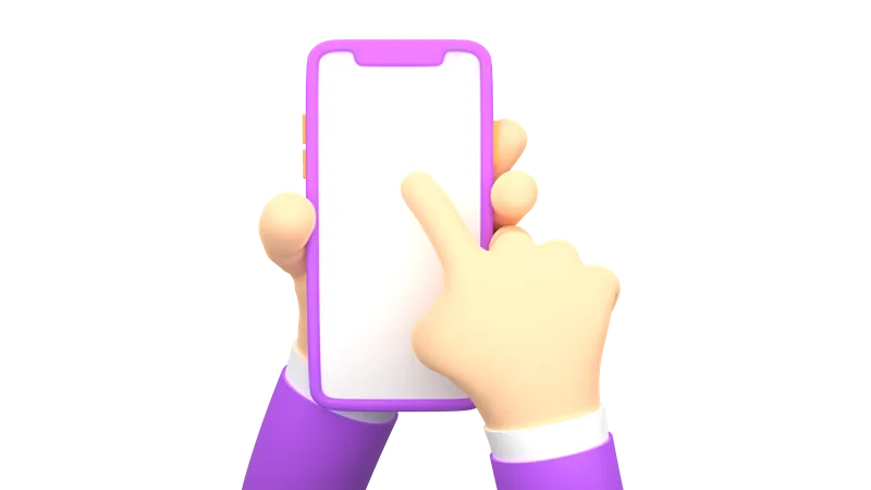 Businessman hand holding smartphone with blank screen for mockup template  3D Illustration