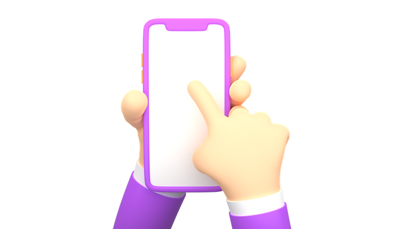 Businessman hand holding smartphone with blank screen for mockup template 3D Illustration
