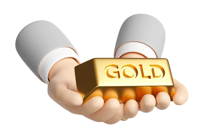 Businessman hands holding gold bar  3D Illustration