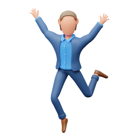 Businessman Happy And Jump  3D Illustration