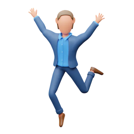 Businessman Happy And Jump  3D Illustration