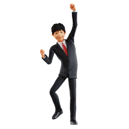 Businessman Happy For Business Success  3D Illustration