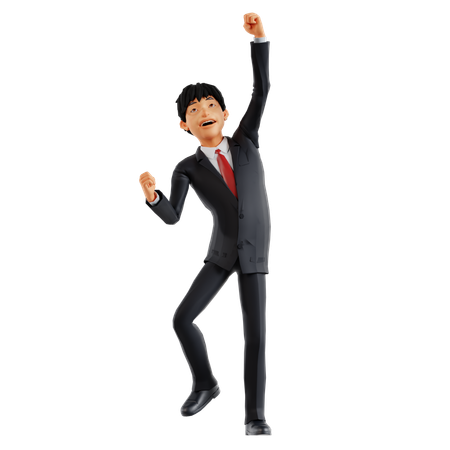 Businessman Happy For Business Success  3D Illustration