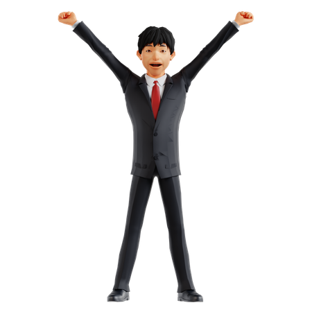 Businessman Happy For Getting Success  3D Illustration