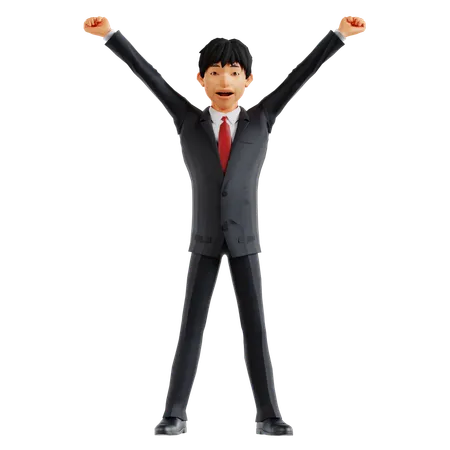 Businessman Happy For Getting Success  3D Illustration