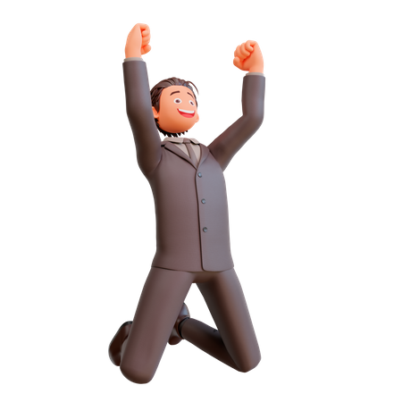 Businessman happy jump  3D Icon