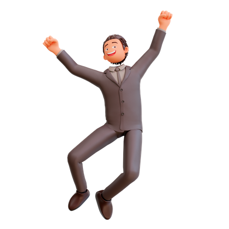Businessman happy jump  3D Icon