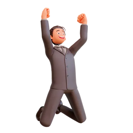 Businessman happy jump  3D Illustration