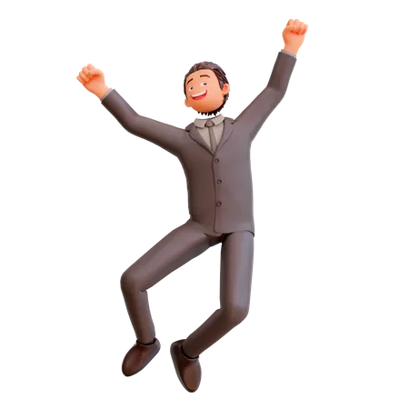 Businessman happy jump  3D Illustration