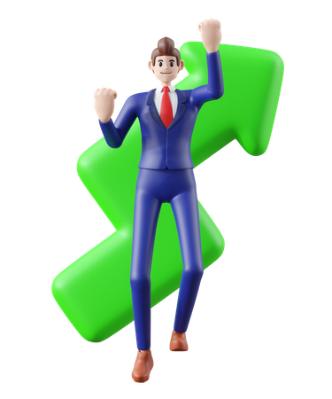 Businessman happy with good profit  3D Illustration