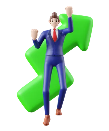 Businessman happy with good profit  3D Illustration