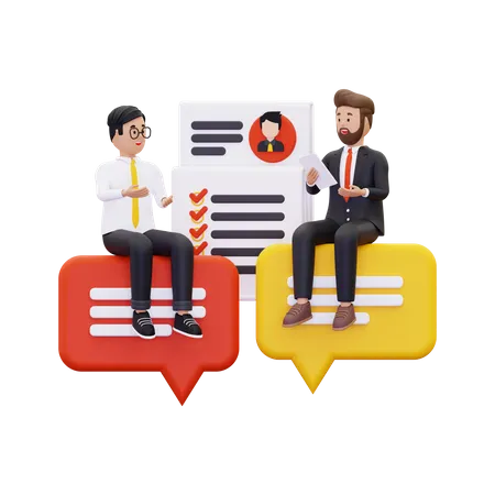 Businessman have conversation with applicant  3D Illustration