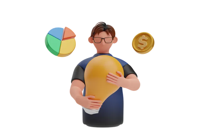 Businessman have creative Idea  3D Illustration