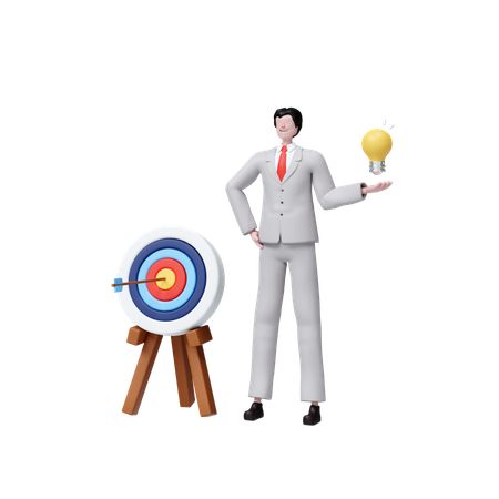 Businessman Having Business Goal With Business Idea  3D Icon