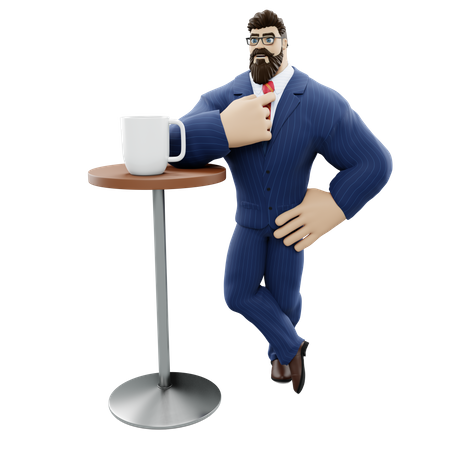 Businessman Having Coffee  3D Icon