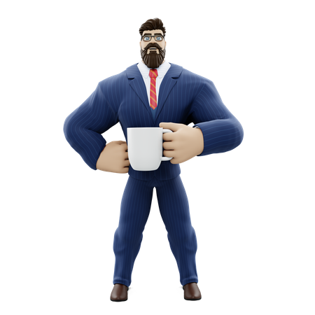 Businessman Having Coffee  3D Icon