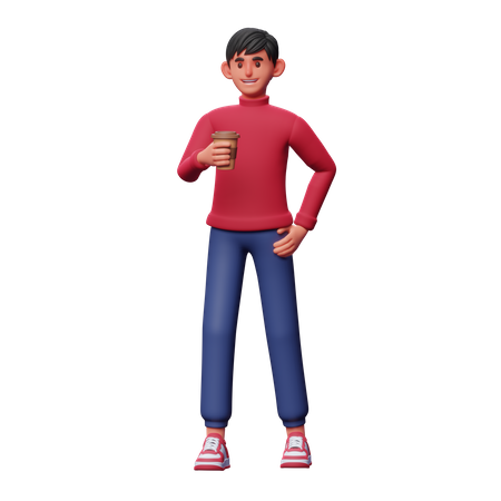 Businessman Having Coffee  3D Illustration