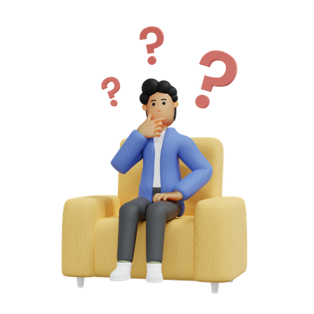 Businessman having doubts  3D Icon