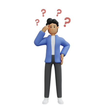 Businessman having many questions  3D Icon