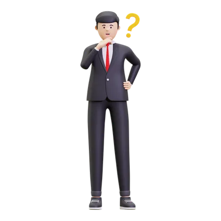 Businessman Having Question  3D Illustration
